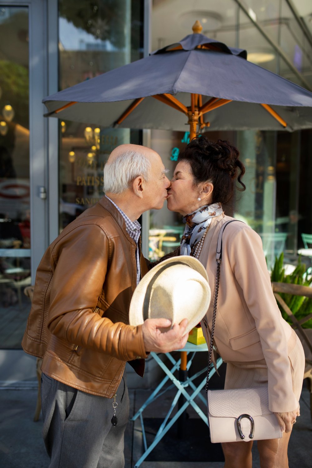 A mature couple enjoying a loving moment together